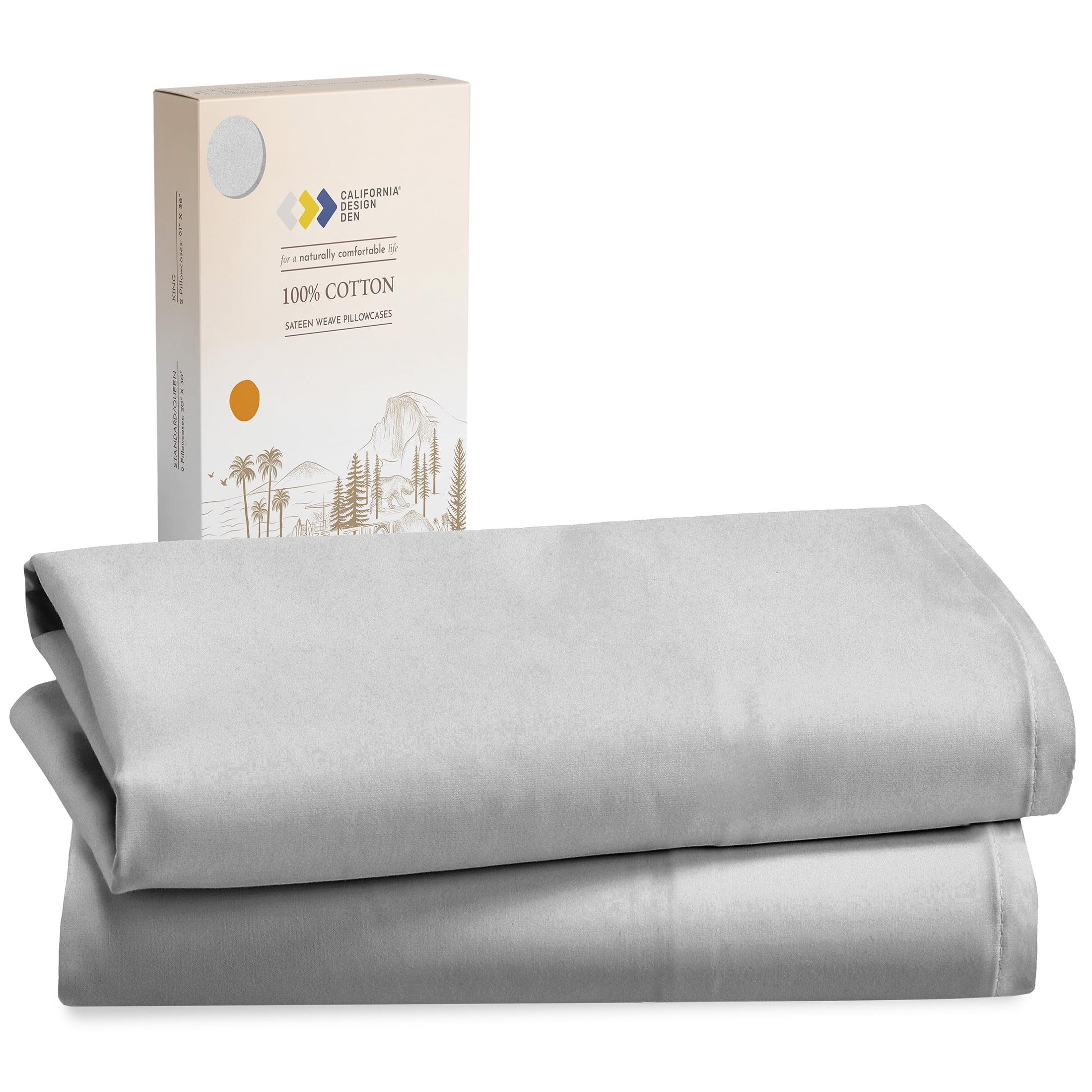 100% Cotton Pillow Cases Set of 2 Soft & Cooling Sateen Weave by California Design Den