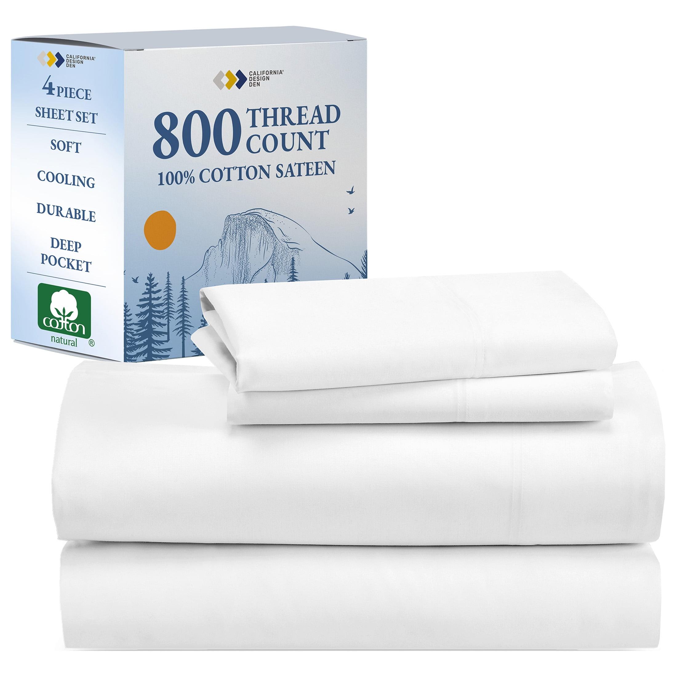 Luxury Bed Sheets Set - 800 Thread Count 100% Cotton Sheets, Deep Pocket, Soft, Cool & Breathable by California Design Den