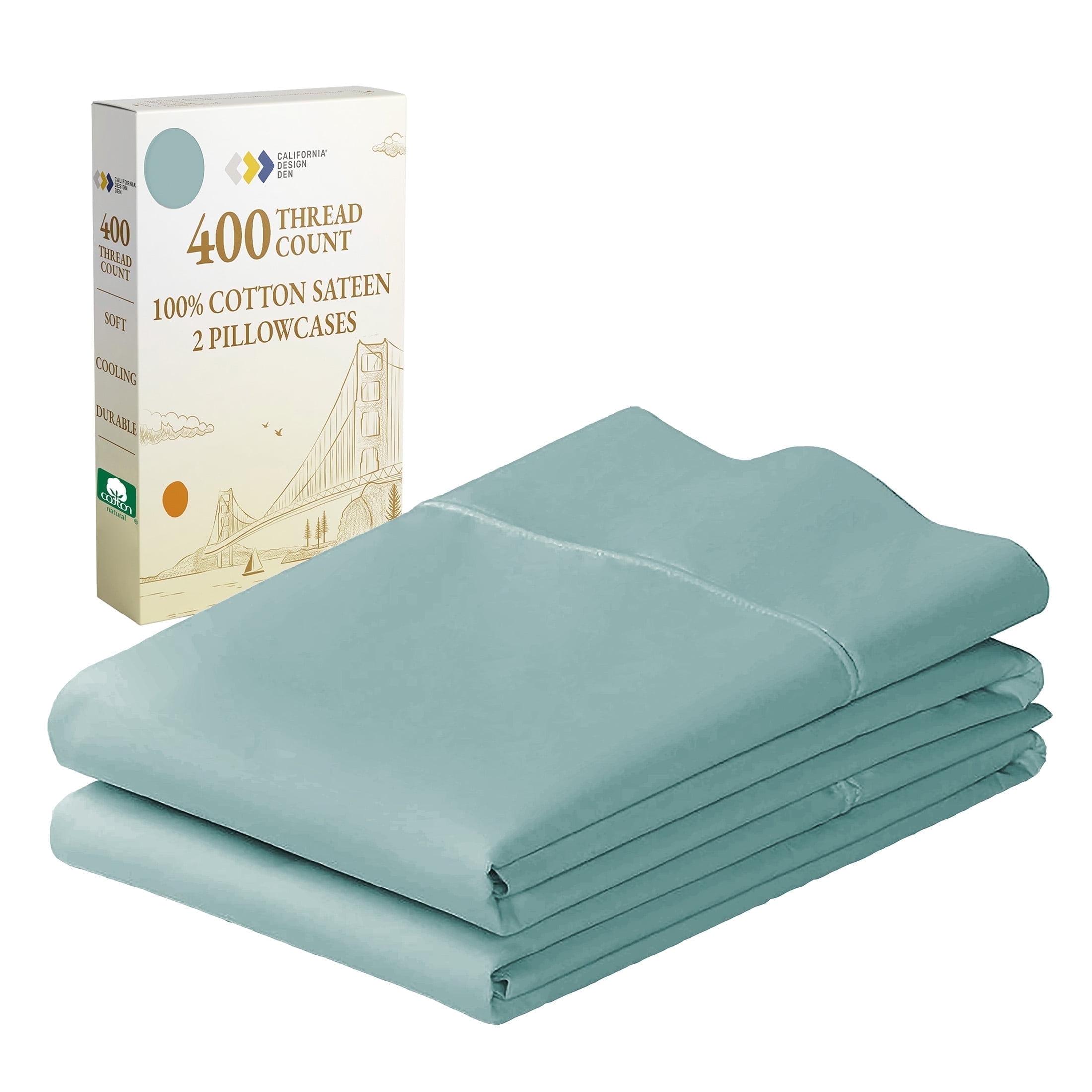 400 Thread Count Pillowcases, 100% Cotton Sateen, Soft & Cooling by California Design Den