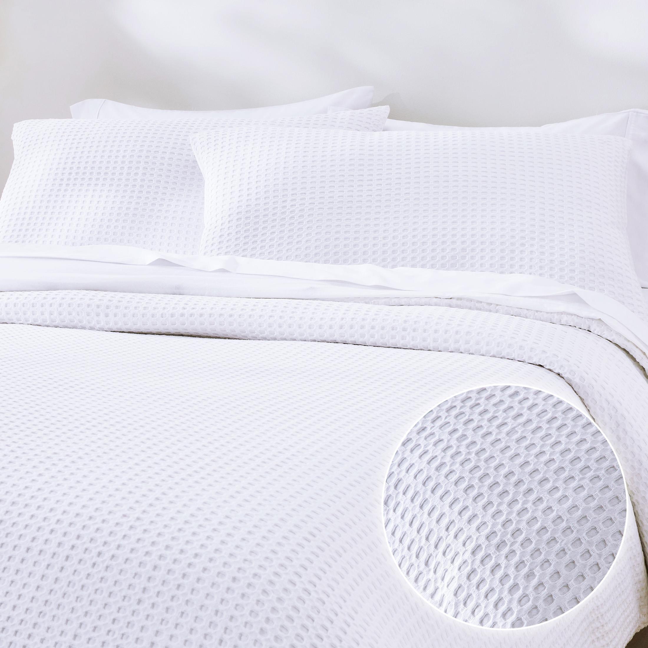 Textured Duvet Cover & Shams | 3 Piece Set Soft 100% Cotton | White Duvet Cover by California Design Den - White Waffle, Oversized King