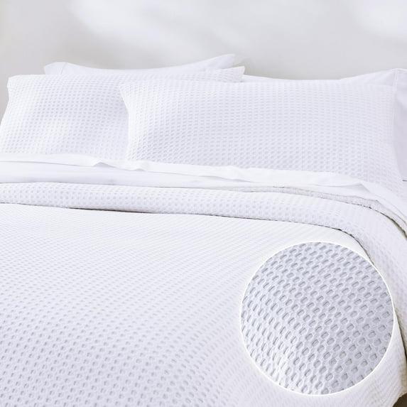 Textured Duvet Cover & Shams | 3 Piece Set Soft 100% Cotton | White Duvet Cover by California Design Den - White Waffle, Oversized King
