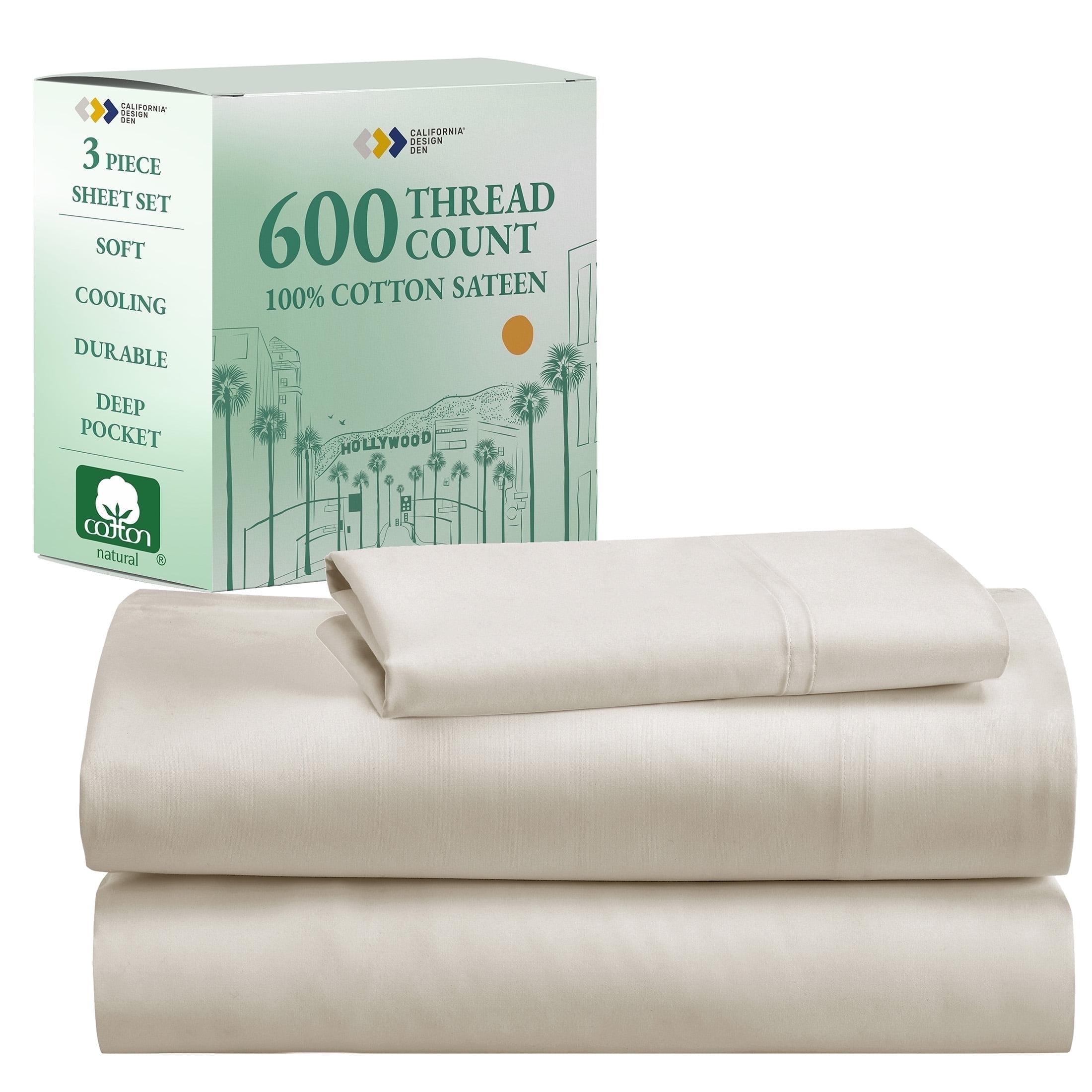 5-Star Luxury Sheet Set | 600 Thread Count 100% Cotton Sateen | Soft & Crisp Bed Sheets with Deep Pockets by California Design Den