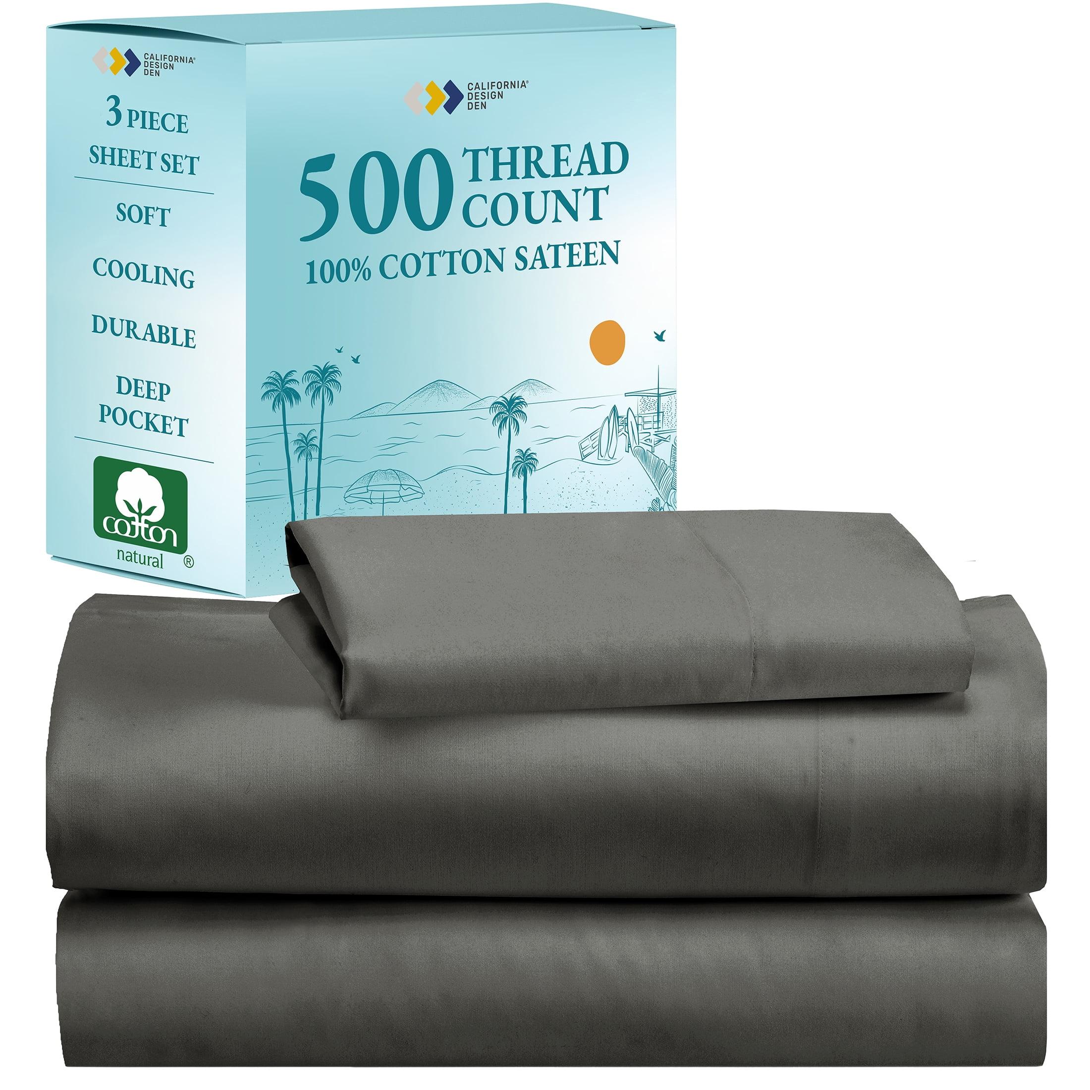 Dark Gray -Twin XL Sheet Set, 100% Extra Long Staple, 500 Thread Count Sateen Weave, 3 Piece Set, California Design Den