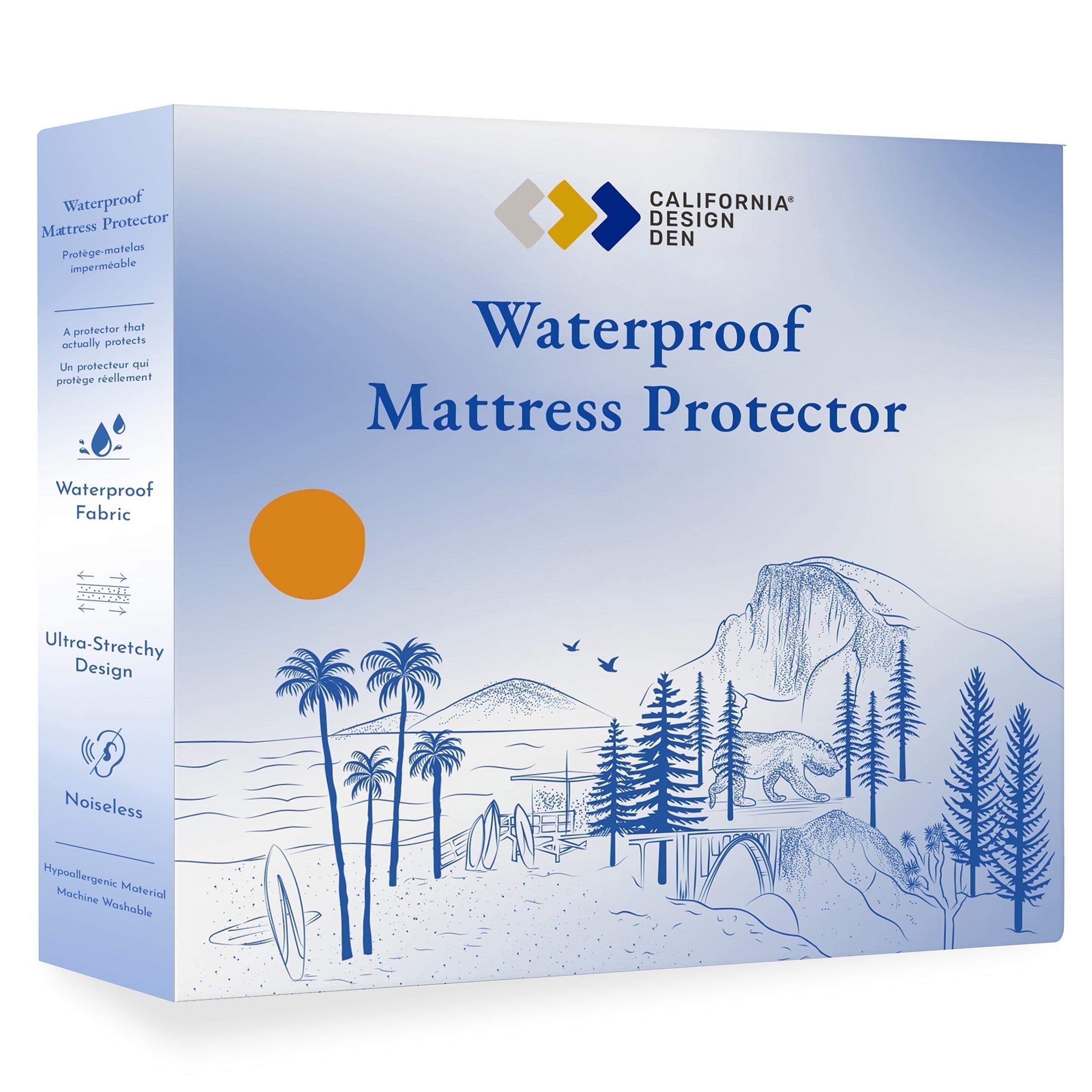 Waterproof Mattress Protector - Noiseless Machine Washable Easy-on Fitted Style by California Design Den - Bright White California King - 72" x 84"