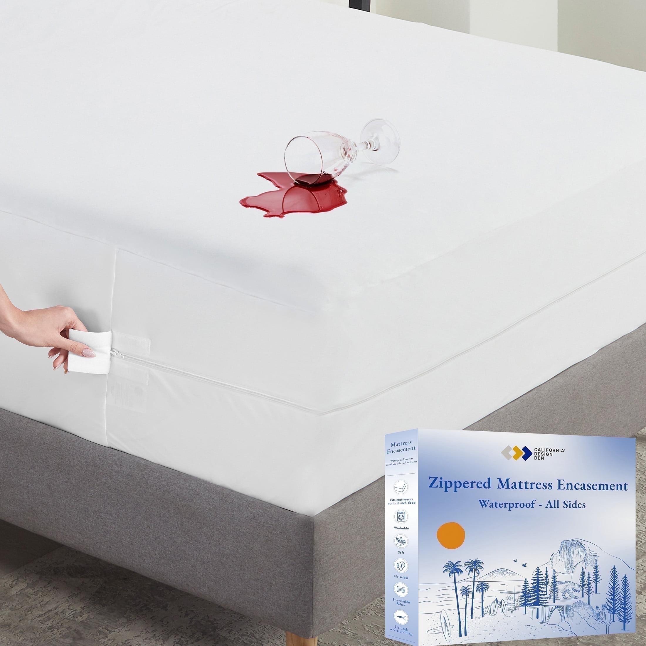 California Design Den Zippered Mattress Encasement Full - Waterproof Mattress Protector - Protects All Six-Sides - Full Size Mattress Cooling Cover