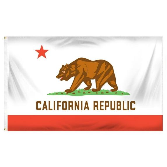 California Flag Printed Polyester Rectangular Canvas Heading Brass Grommets 3ft x 5ft