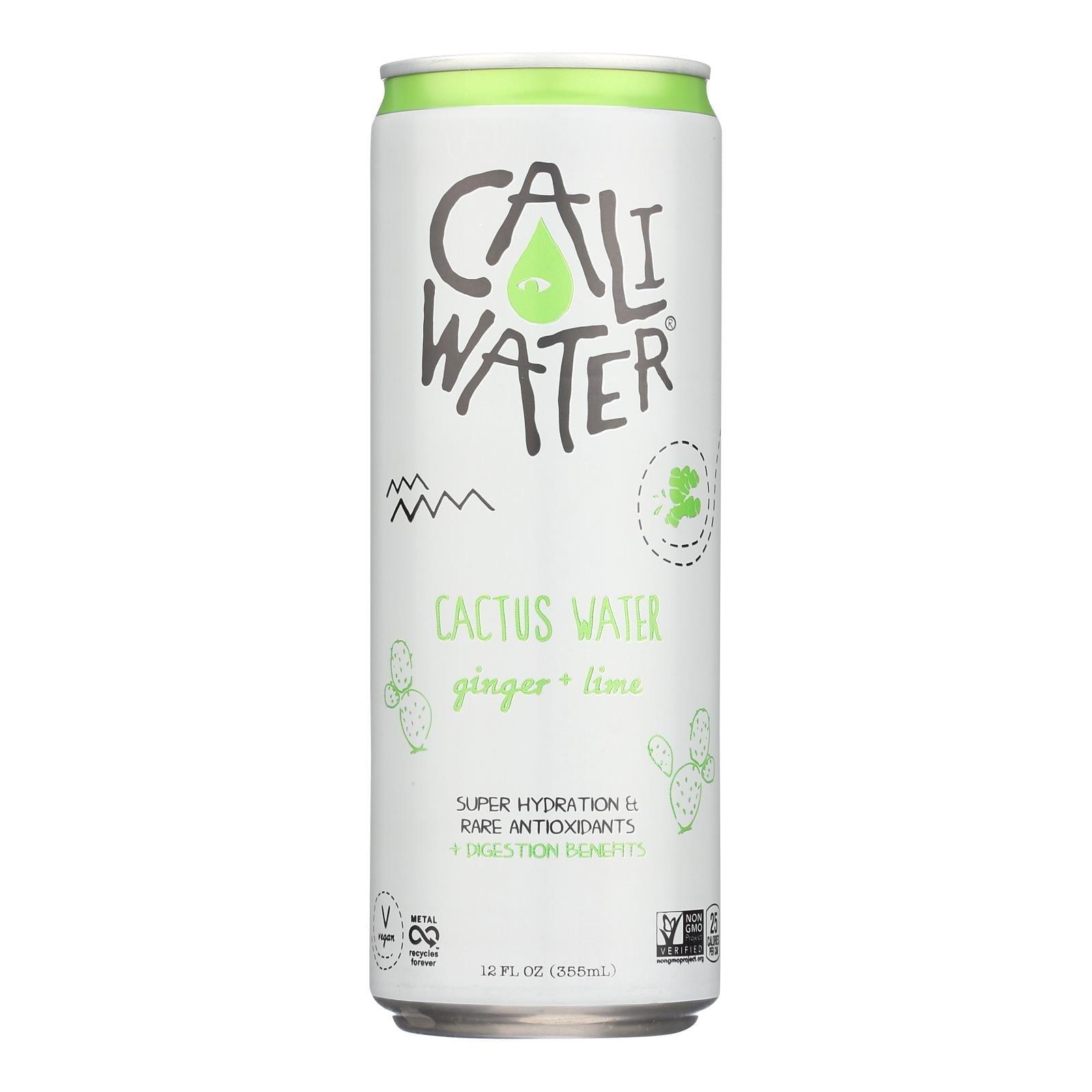 Caliwater Organic Cactus Water Ginger Lime, Coconut Water Alternative, Natural Plant Based Hydration, Skin Care, Electrolyte Drinks, Flavored Waters, 12-Pack 12oz/can 6g Sugar, 30 Calories,
