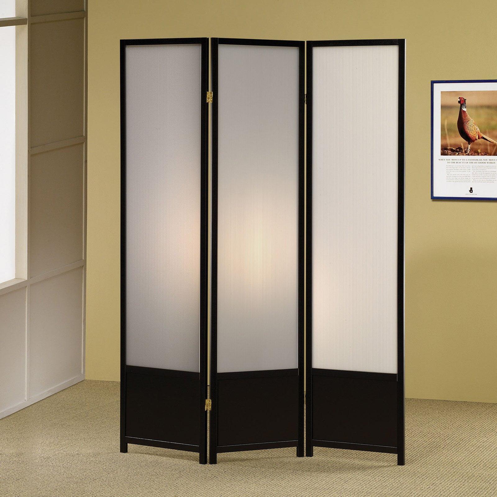 Black Transitional 3-Panel Folding Room Divider