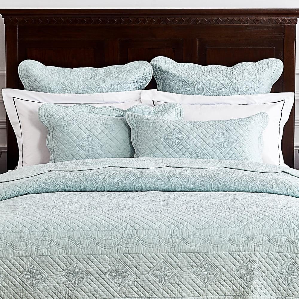 Light Aqua Quilted Cotton Standard Pillow Sham