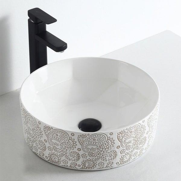 Juvia 15.7'' Pattern White Vitreous China Circular Bathroom Sink