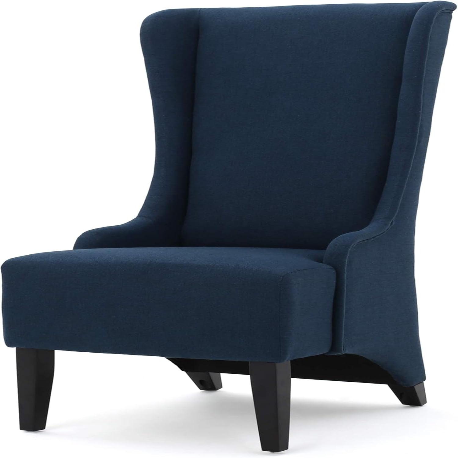 High Back Dark Blue Upholstered Parsons Side Chair