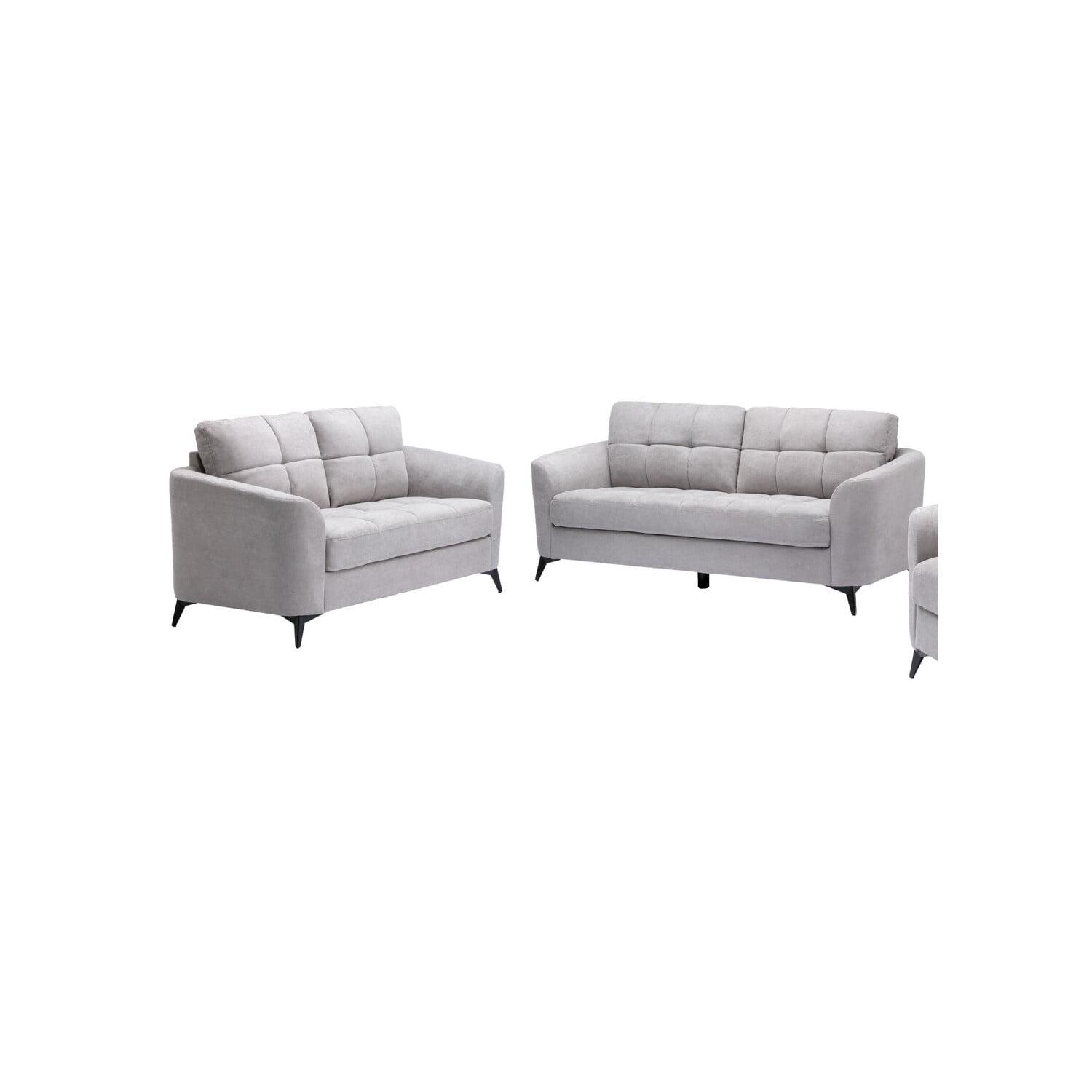 Callie Light Gray Woven Fabric Sofa and Loveseat Set