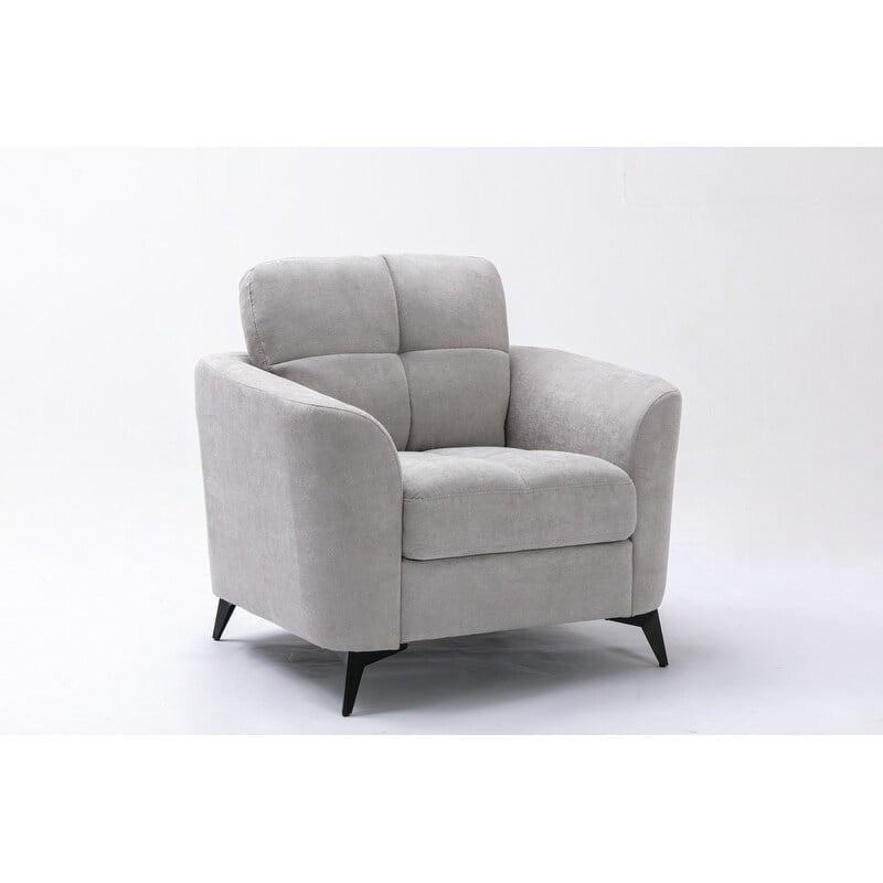 Callie Light Grey Velvet Tufted Accent Chair