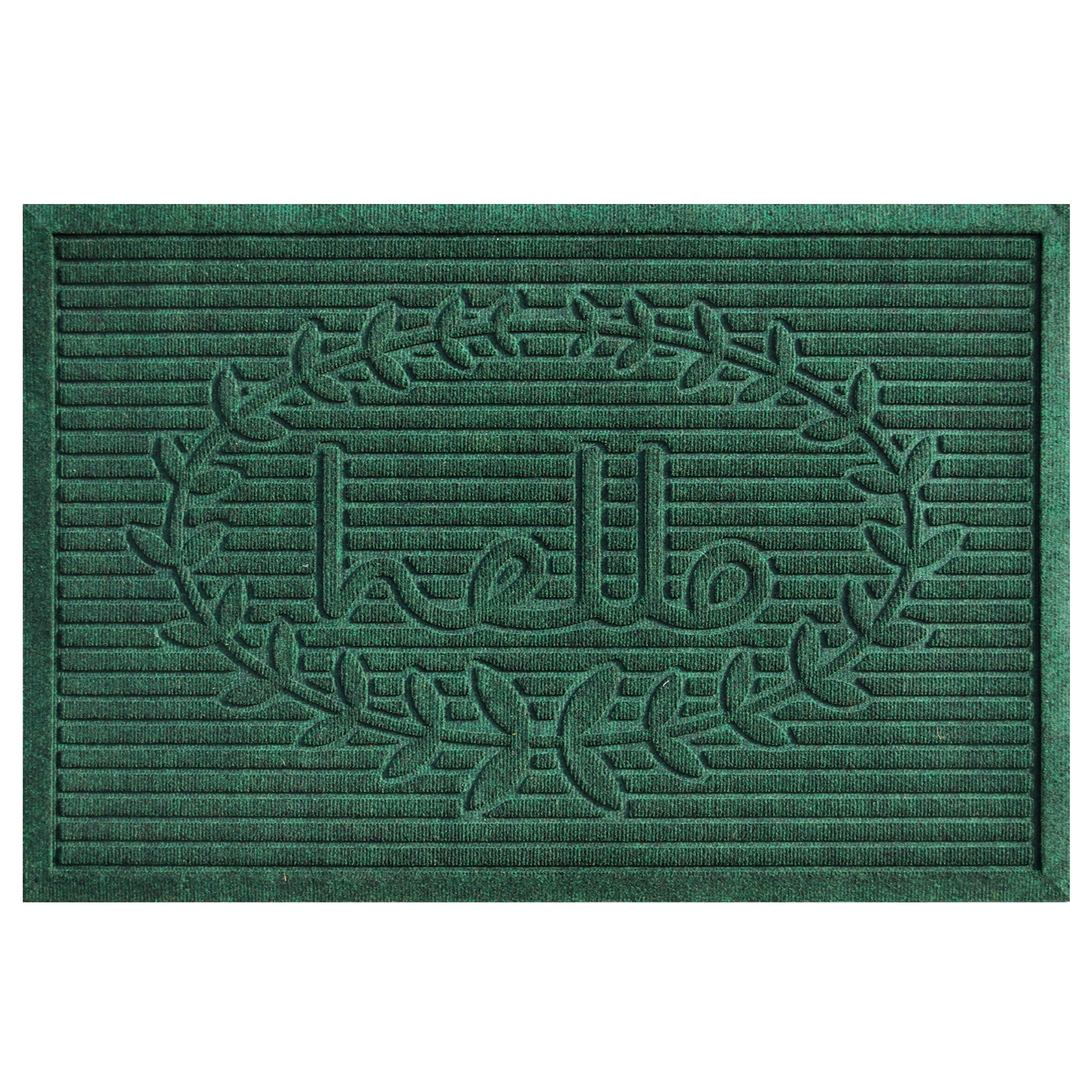 Dark Green Polypropylene Hello Indoor/Outdoor Doormat 24" x 36"