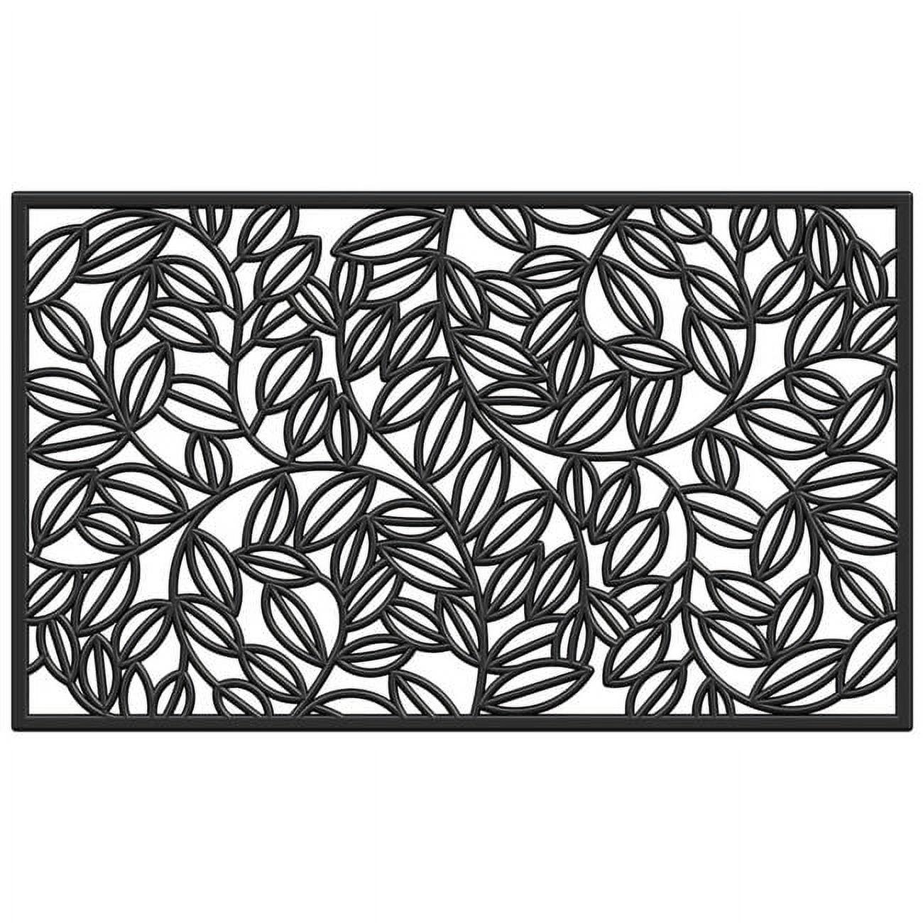 Black 18 x 30 Inch Rubber Outdoor Doormat with Vine Design