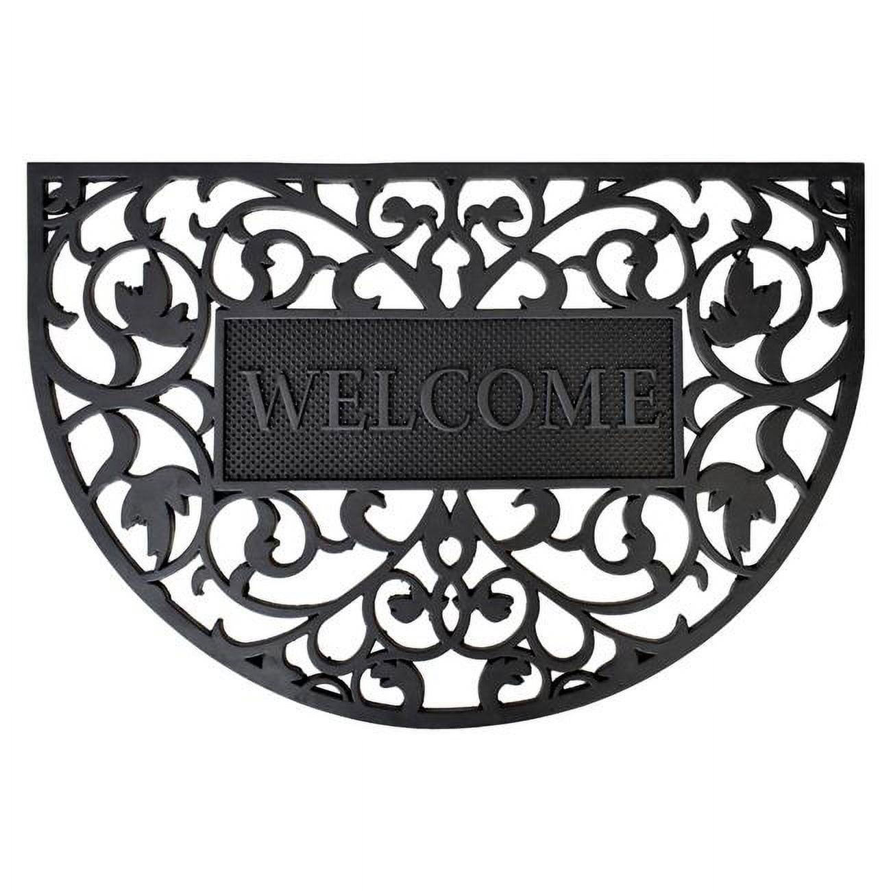 Black Half-Round Rubber Welcome Doormat for Indoor/Outdoor