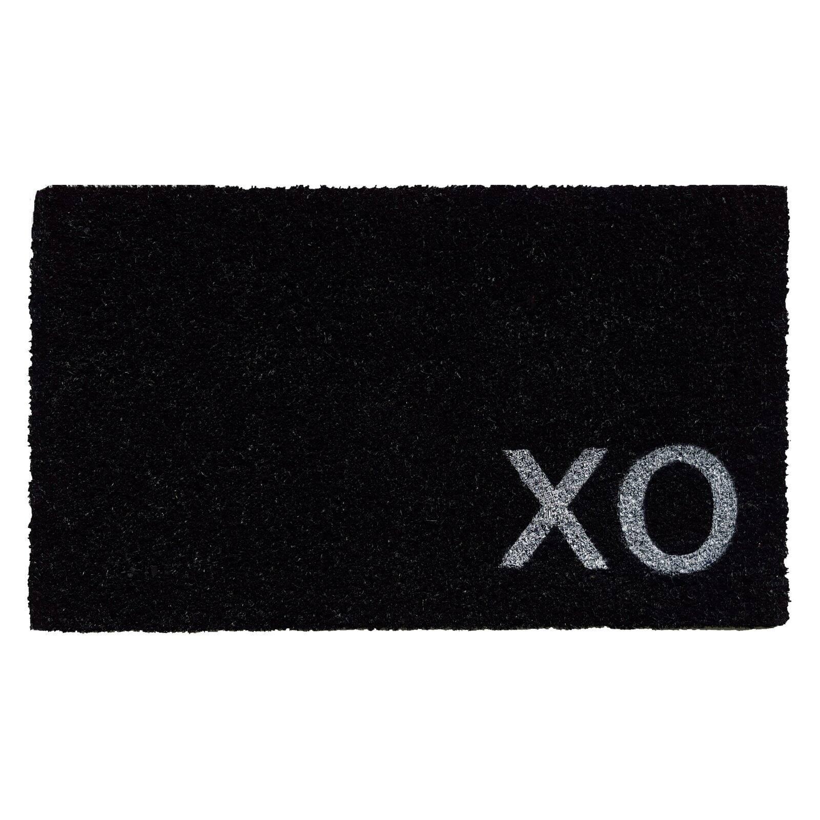 Natural Coir 'XO' Rectangular Indoor/Outdoor Doormat, Black