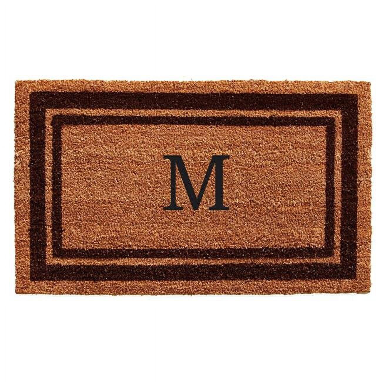 Brown Coir Monogrammed Outdoor Doormat with Border, 24" x 36"