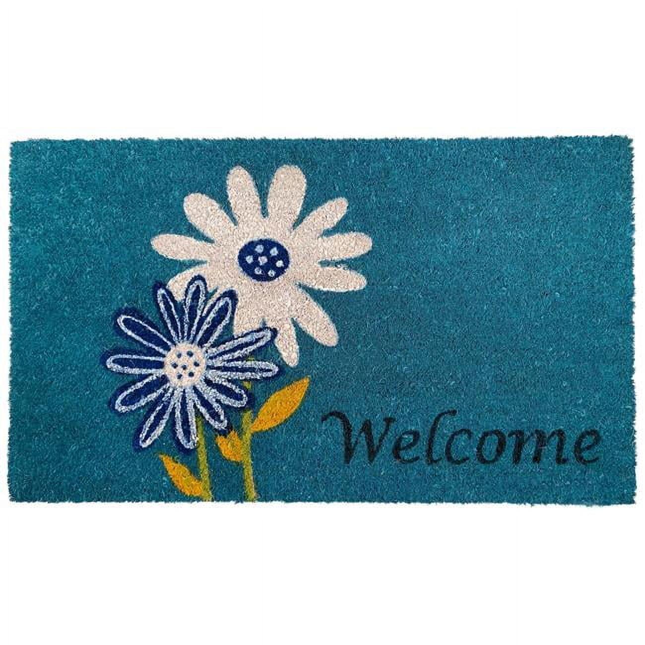 Daisy Welcome Rectangular Coir Outdoor Doormat 29" x 17"