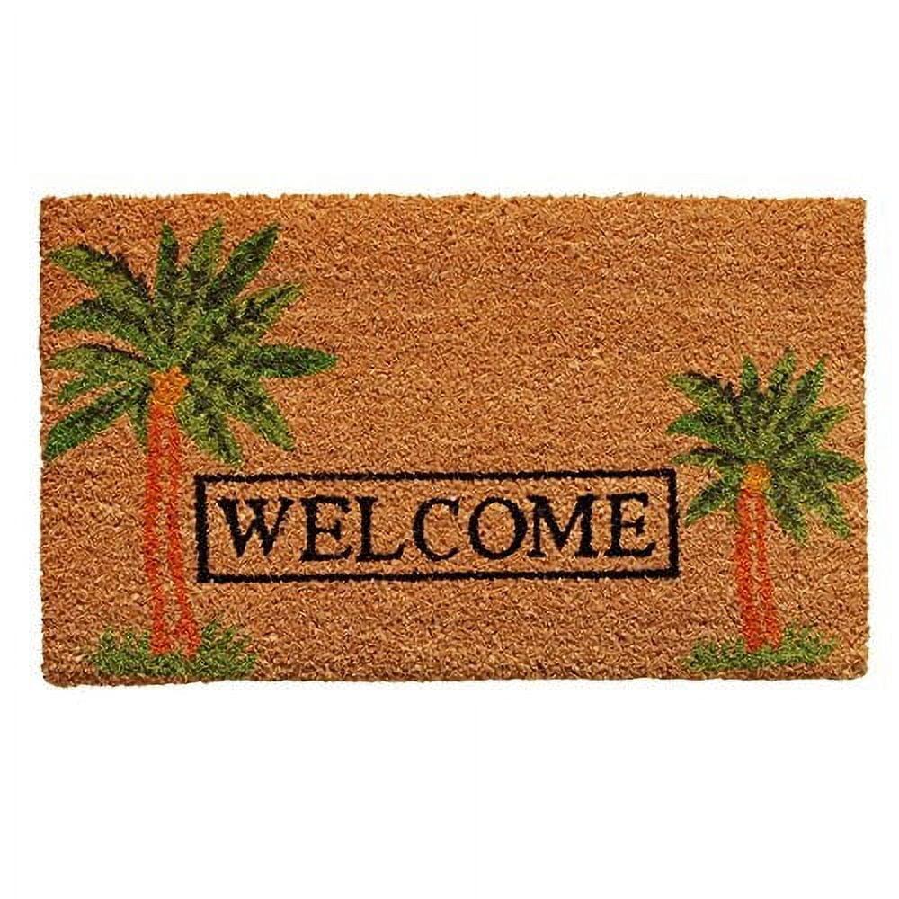 Palm Welcome Coir Outdoor Doormat with Vinyl Backing