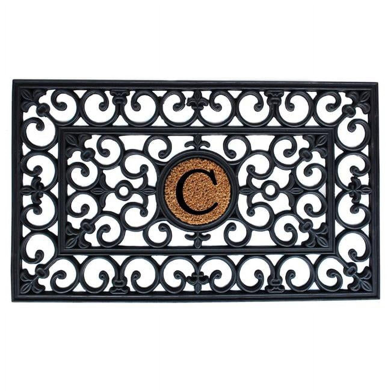 Elegant Monogrammed 18" x 30" Rubber Outdoor Doormat with Coir Insert