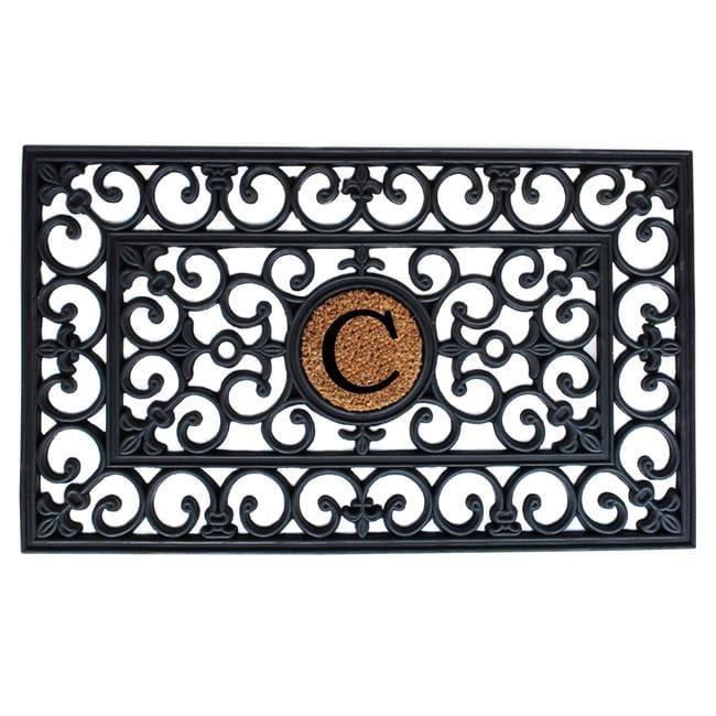 Elegant Monogrammed 18" x 30" Rubber Outdoor Doormat with Coir Insert