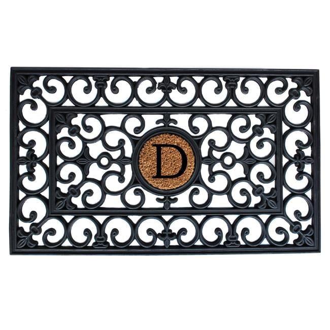 Elegant Monogram 18" x 30" Rubber Outdoor Doormat with Coir Insert