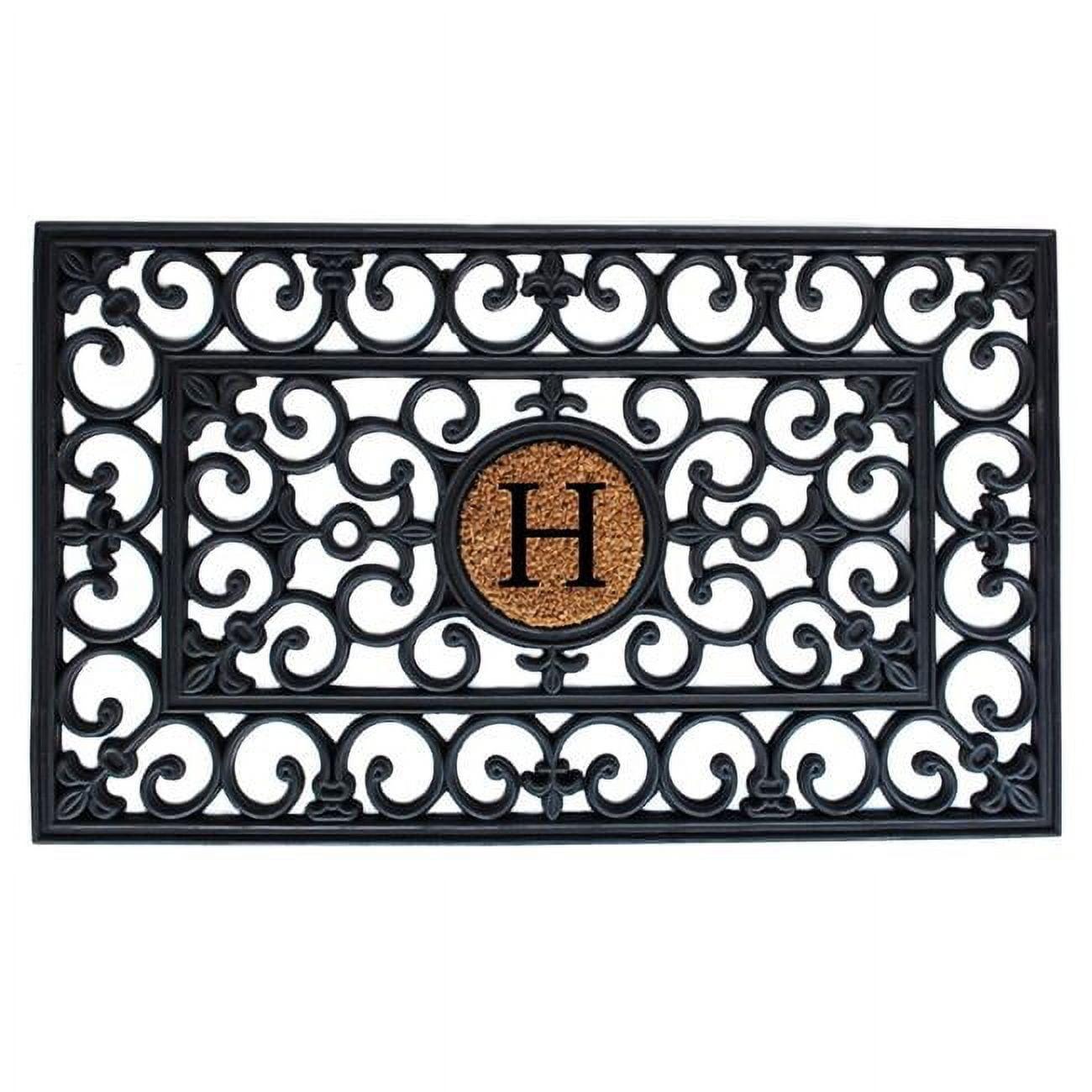 Elegant Monogram 'H' Rubber Doormat 18" x 30" with Coir Insert