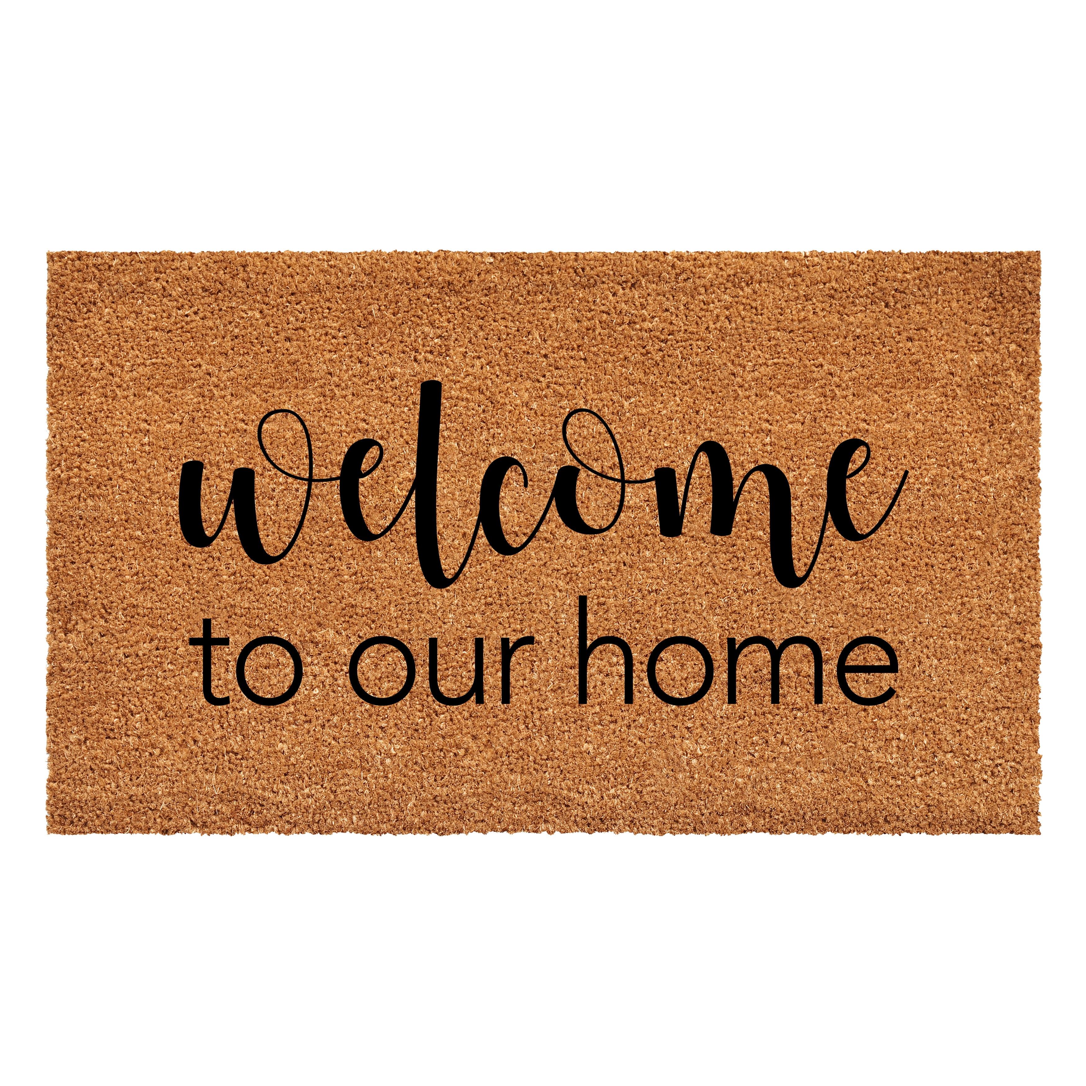 Modern Welcome Coir Outdoor Doormat, 17" x 29", Vinyl Backed