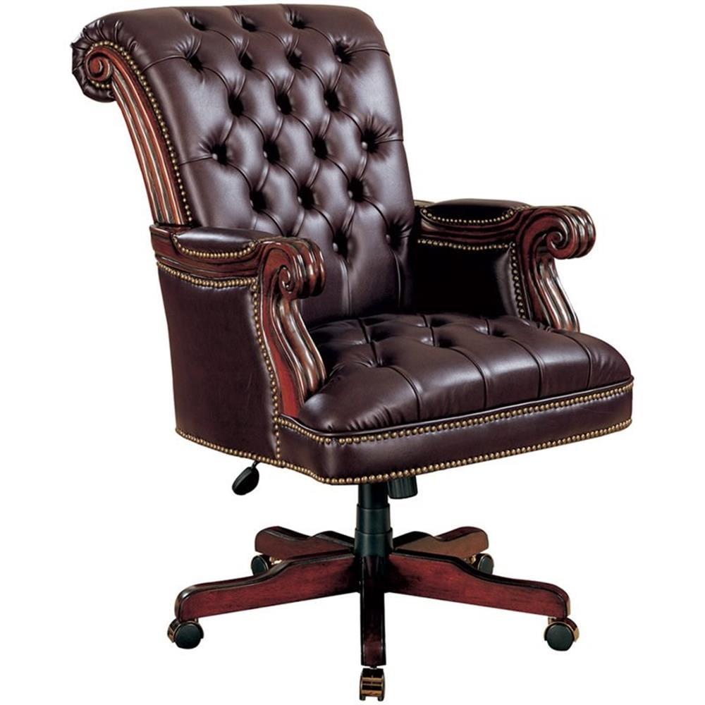 Crafters and Weavers Elegant Design - Calloway Upholstered Executive Office Desk Chair Dark Brown