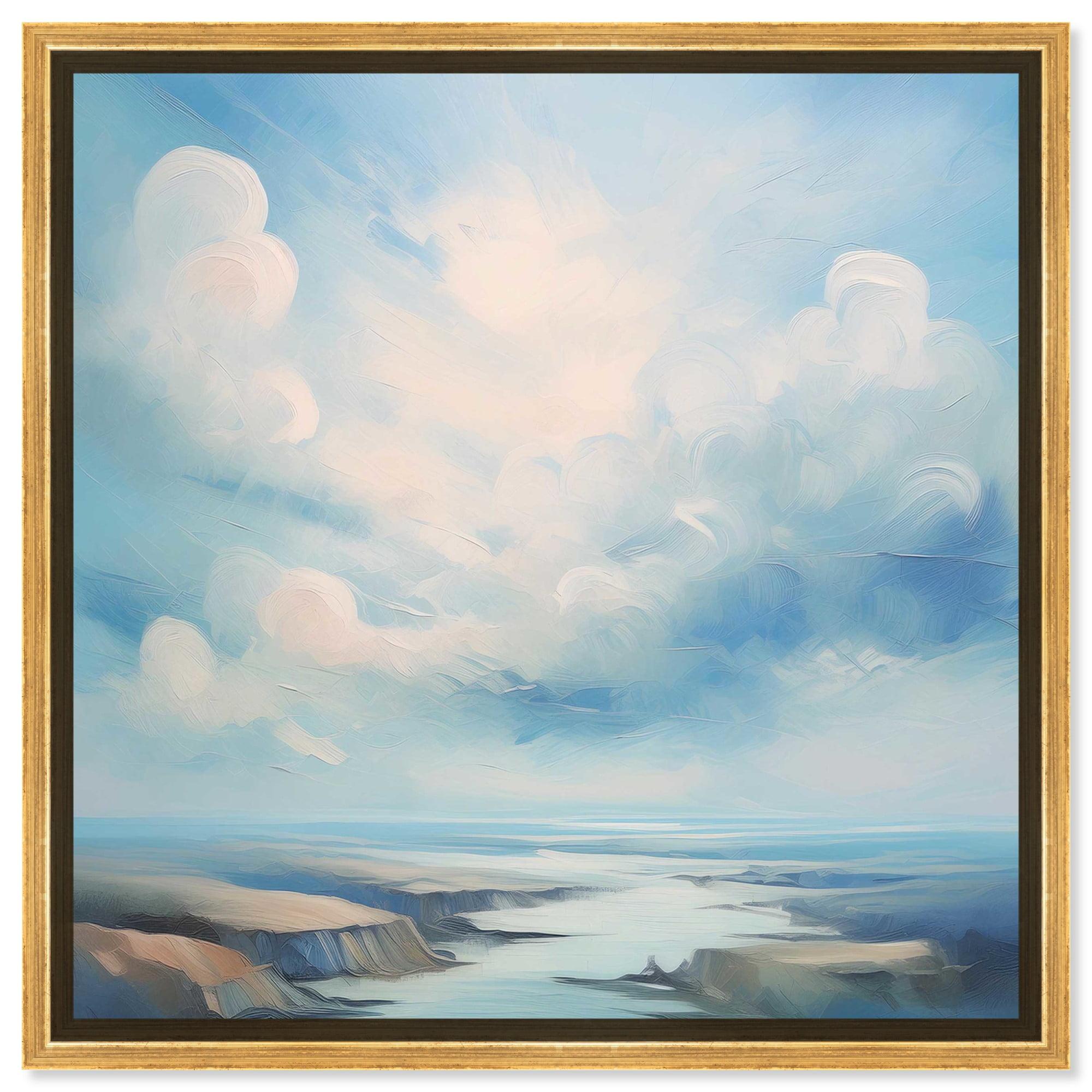 Calm After The Storm Canvas Coastal Farmhouse Wall Art by Art Remedy, Gold Frame, 40" x 40"