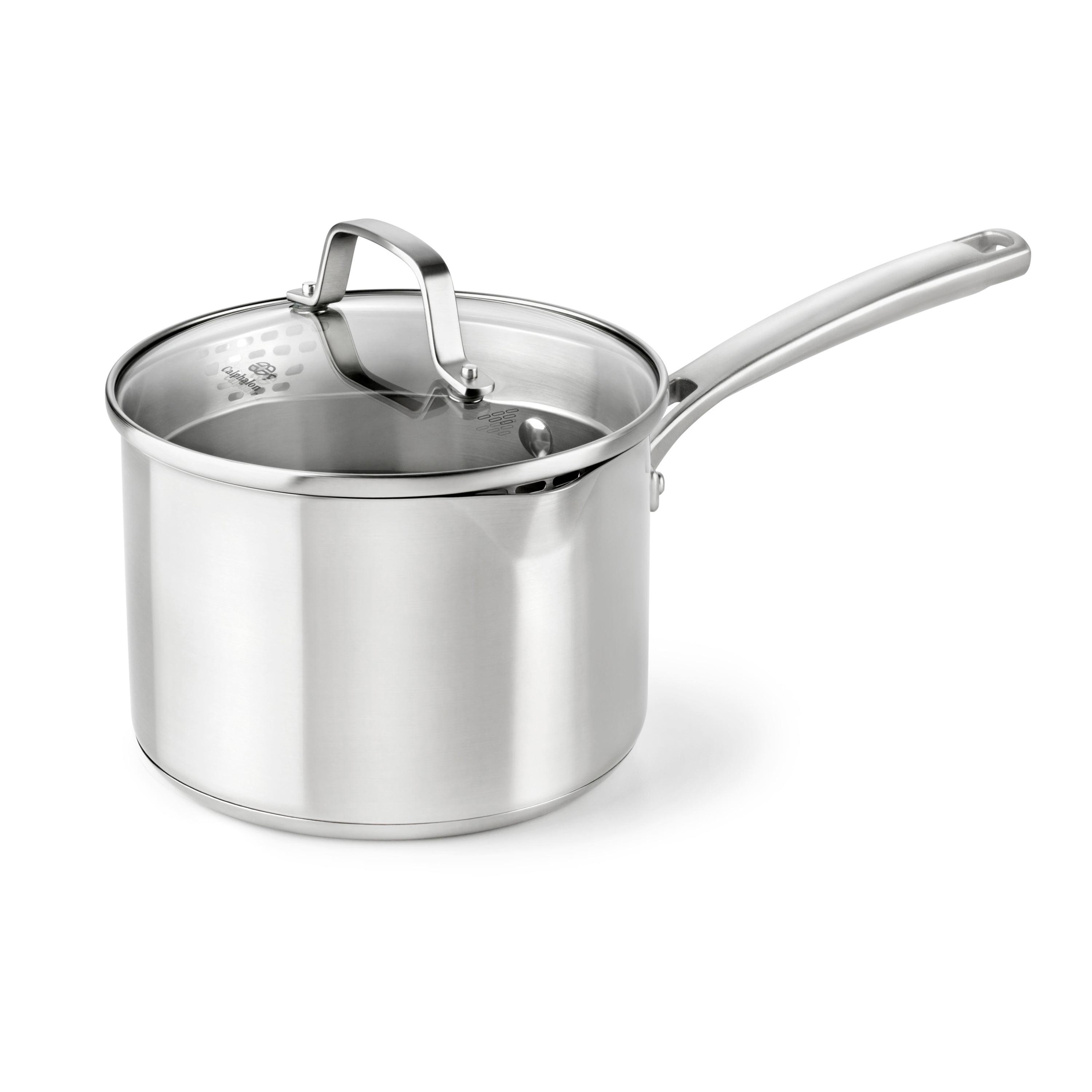 Stainless Steel 3.5 Quart Saucepan with Pour Spout and Lid