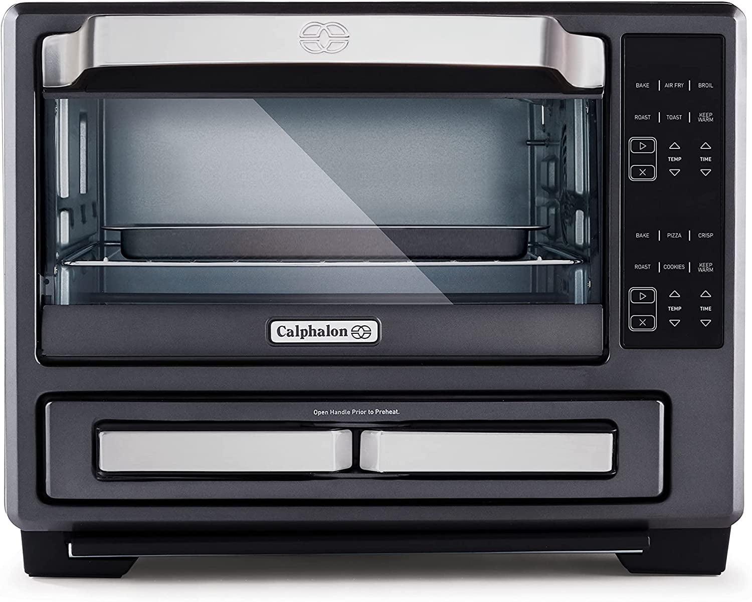 Calphalon Performance 12-in-1 Air Fry Toaster Oven with Dual Zone 12" Pizza Drawer Oven combo,Digital Precision Controls, Dark Stainless