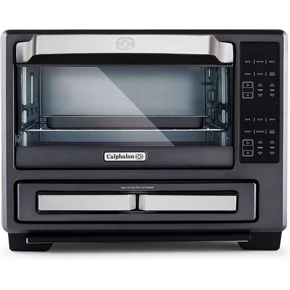 Calphalon Performance 12-in-1 Air Fry Toaster Oven with Dual Zone 12" Pizza Drawer Oven combo,Digital Precision Controls, Dark Stainless