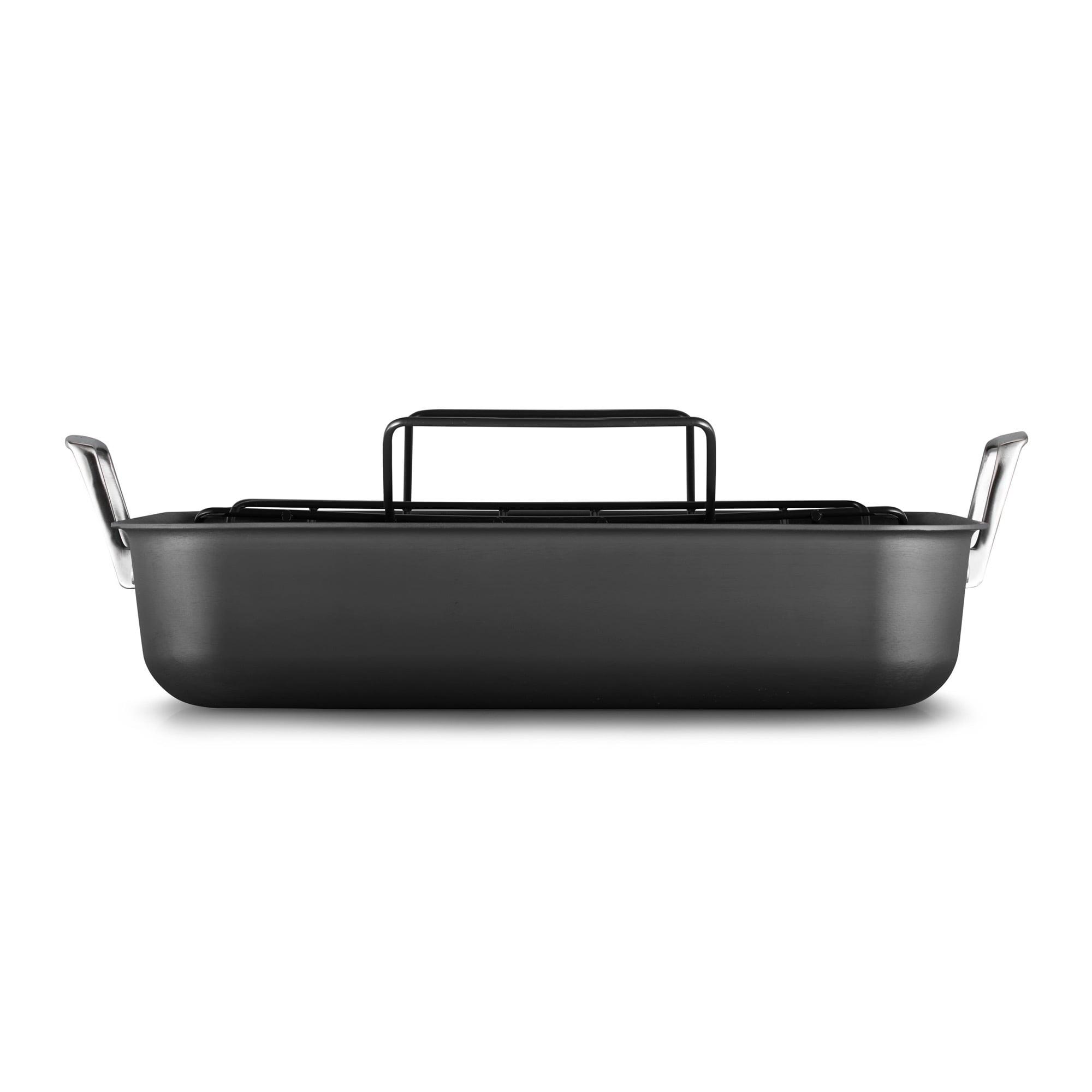 Black Hard-Anodized Nonstick 16-Inch Roaster with Rack and Handles