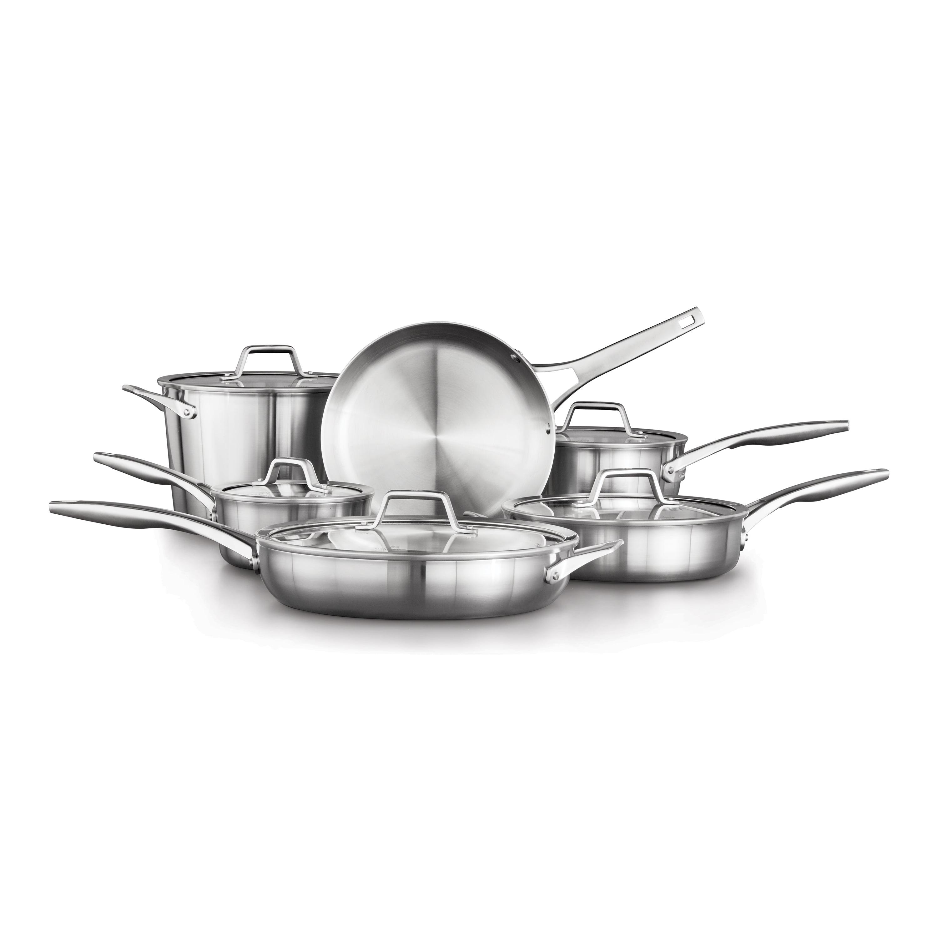 Calphalon Premier Stainless Steel 11pc Set: Cookware Set with Tempered Glass Lids, Dishwasher-Safe, Induction Compatible