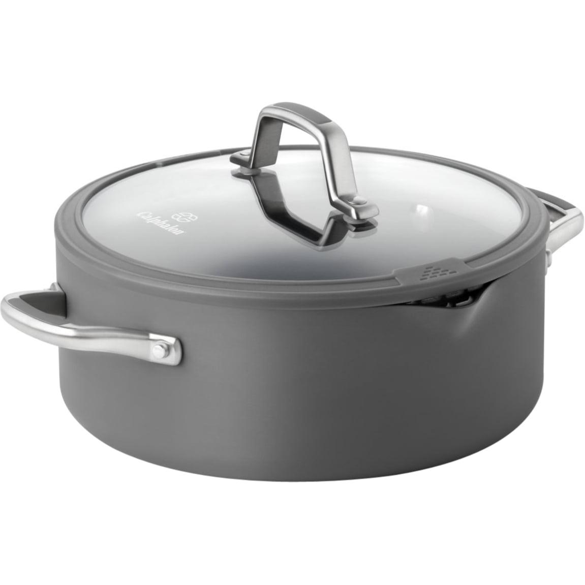 Gray Aluminum Nonstick 5-Quart Dutch Oven with Glass Lid