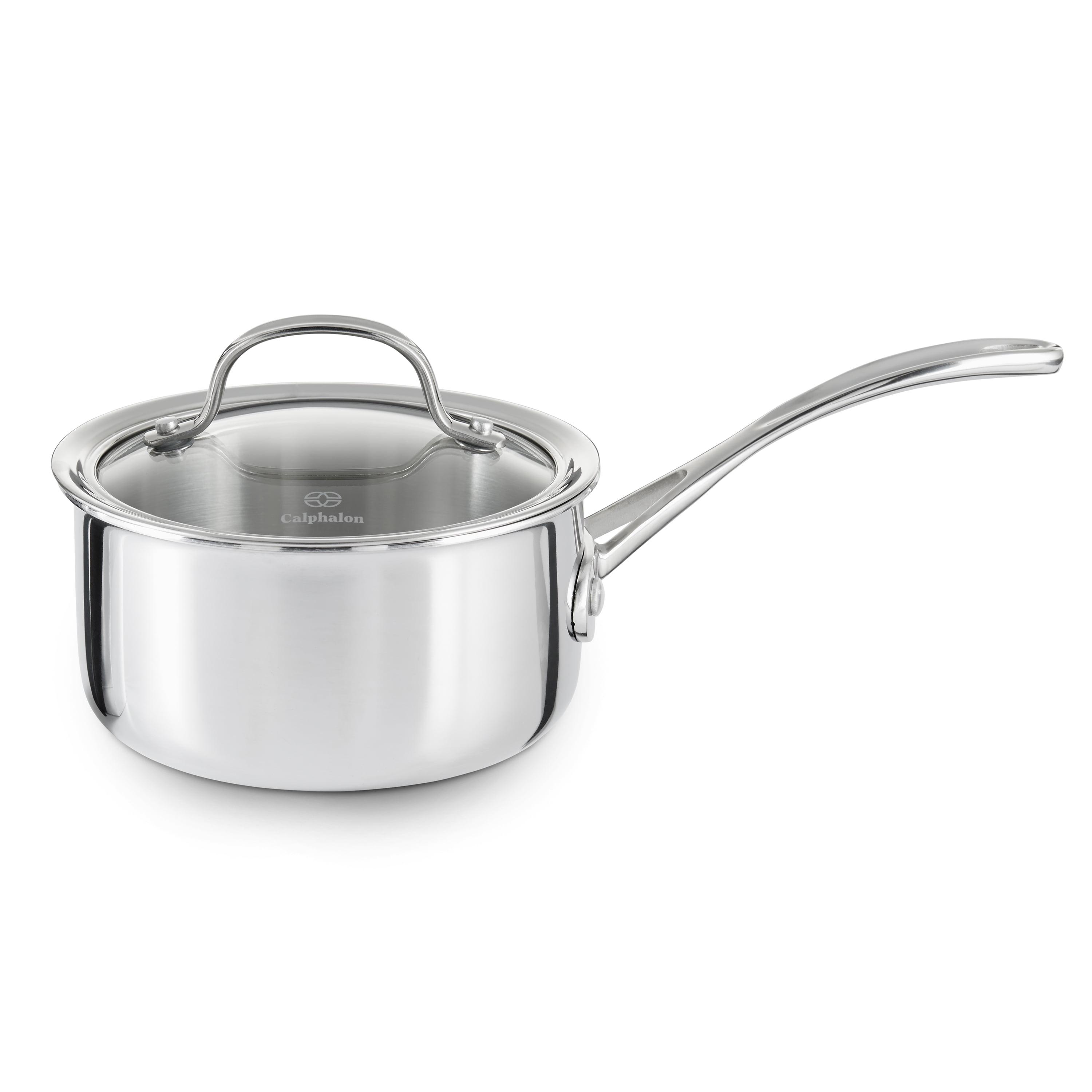 Tri-Ply Stainless Steel 1.5-Quart Saucepan with Glass Lid