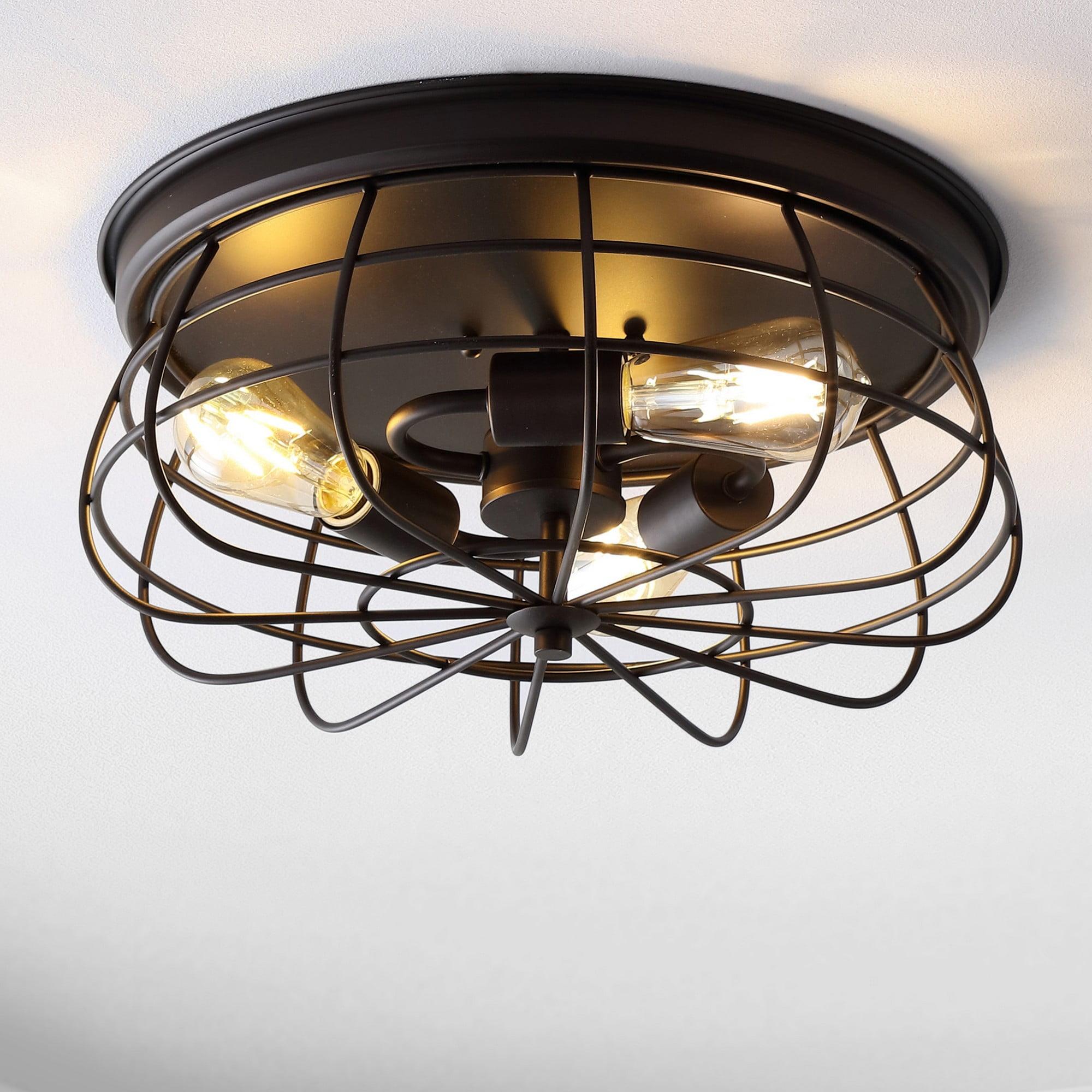 Farmhouse Bronze Cage 15.75" LED Flush Mount Ceiling Light