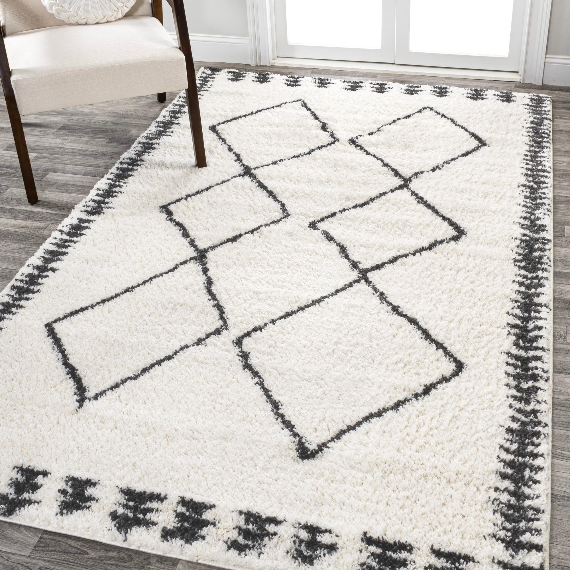 Calvia Moroccan Diamond Shag Area Rug  - JONATHAN Y