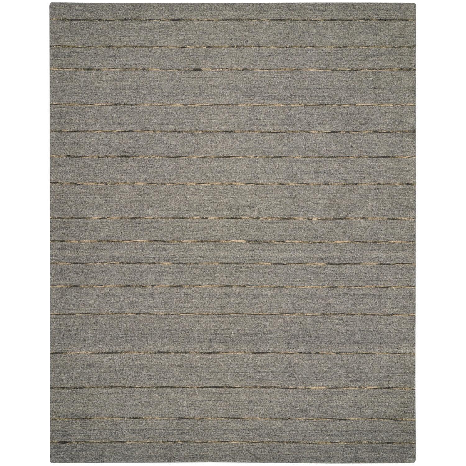 Charcoal Stripe Handmade Wool 8' x 10' Easy Care Rug