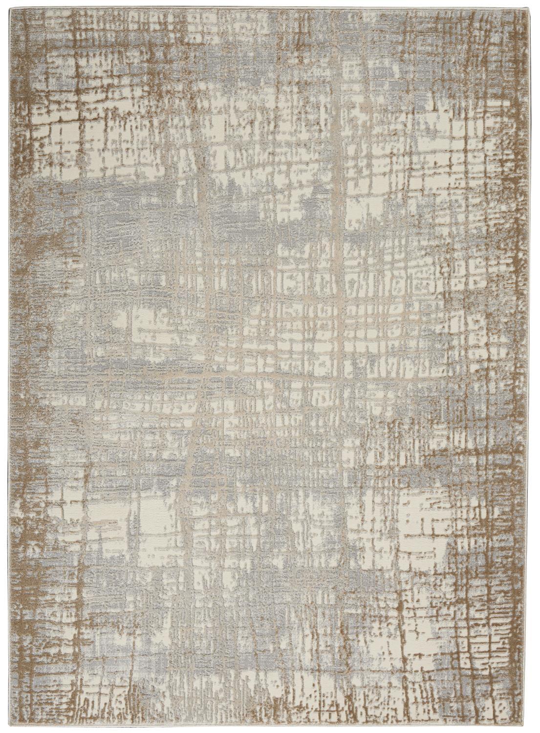 Ivory & Taupe Abstract Handmade Wool Blend 4' x 6' Rug