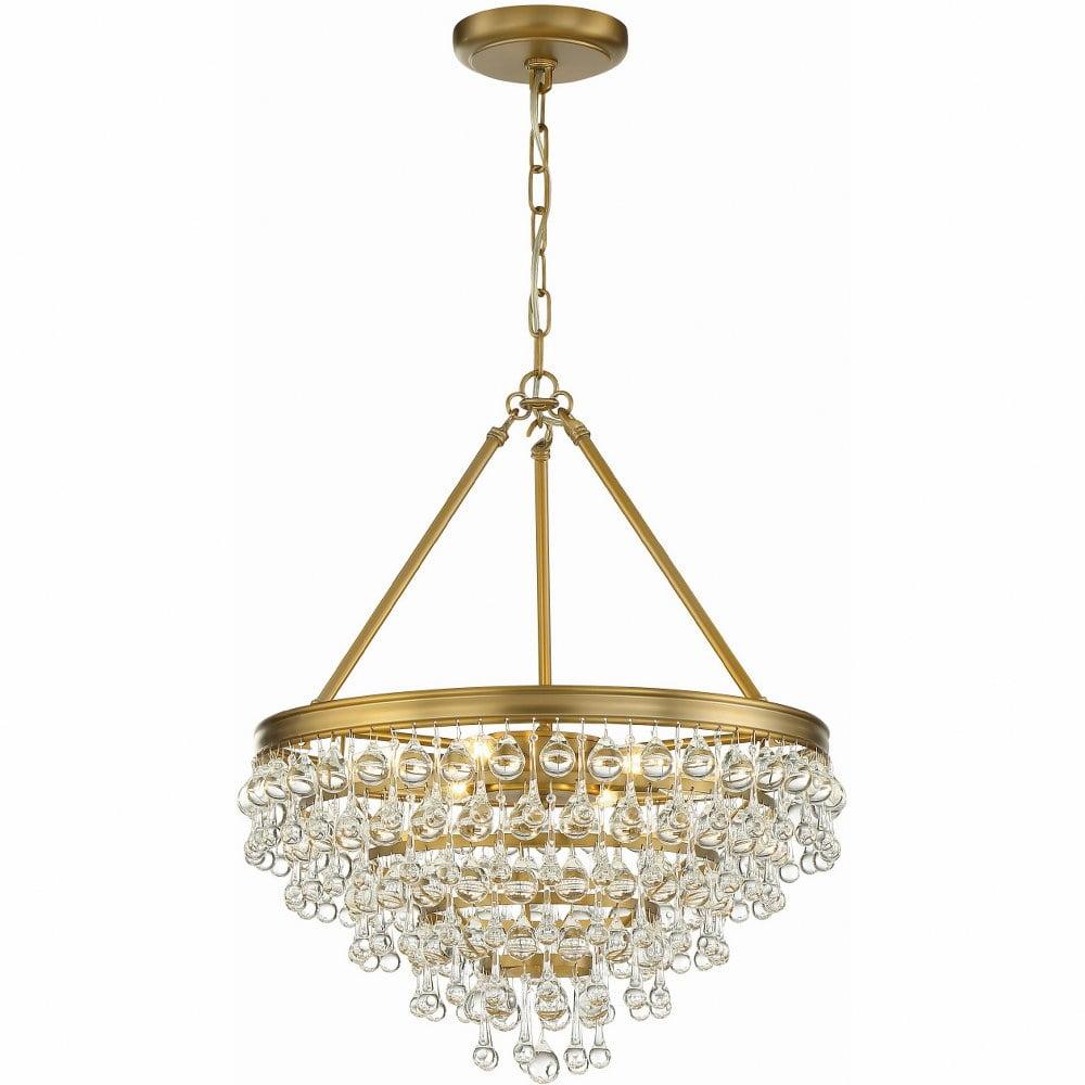 Crystorama Calypso 6 Light Crystal Teardrop Vibrant Gold Chandelier - 20'' W x 24'' H