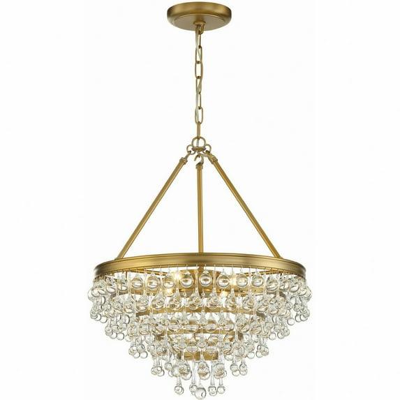 Crystorama Calypso 6 Light Crystal Teardrop Vibrant Gold Chandelier - 20'' W x 24'' H