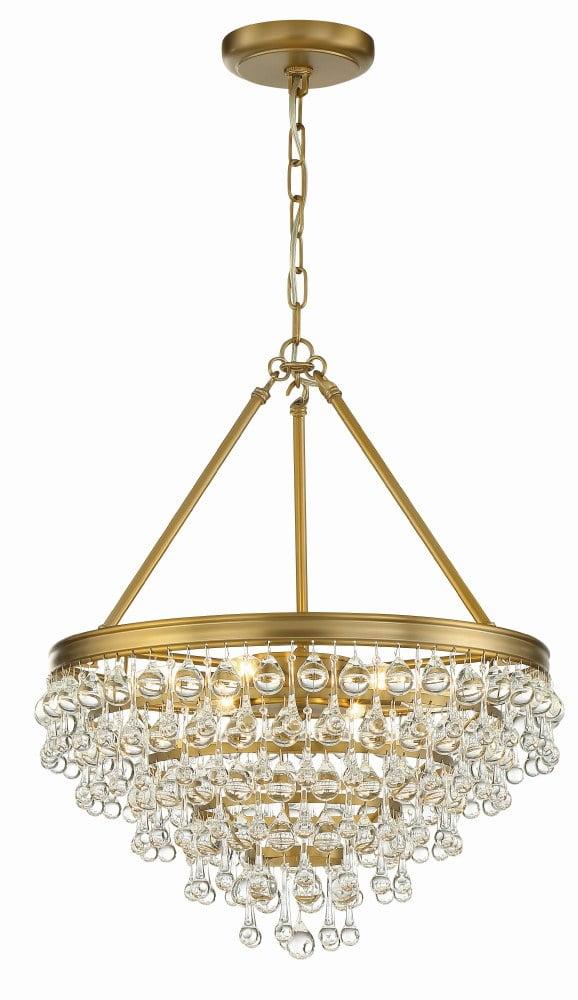 Calypso 6 Light Crystal Teardrop Vibrant Gold Chandelier by Crystorama 136-VG in Gold Finish