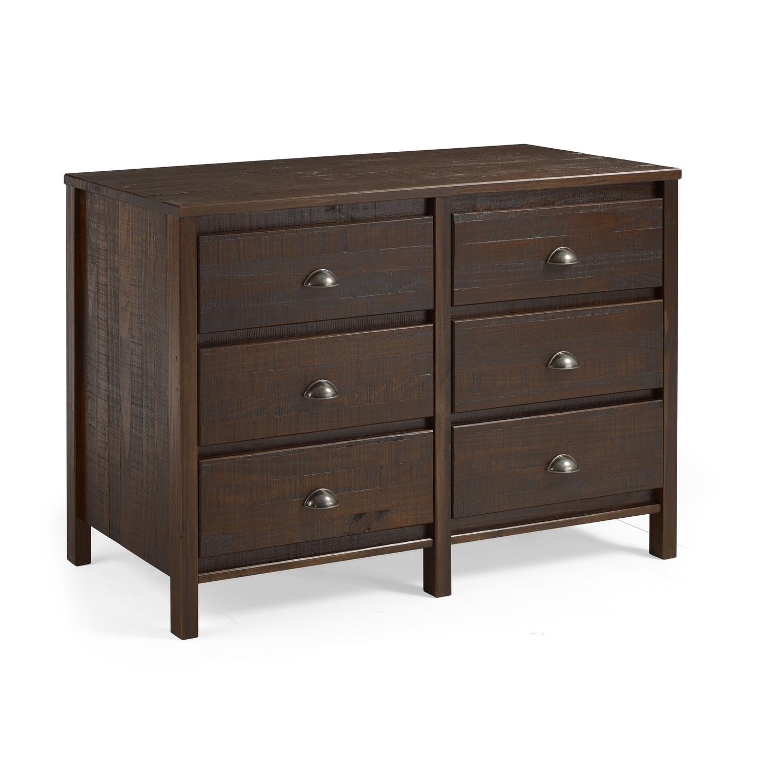 Farmhouse Walnut Double Dresser with Felt-Lined Drawers