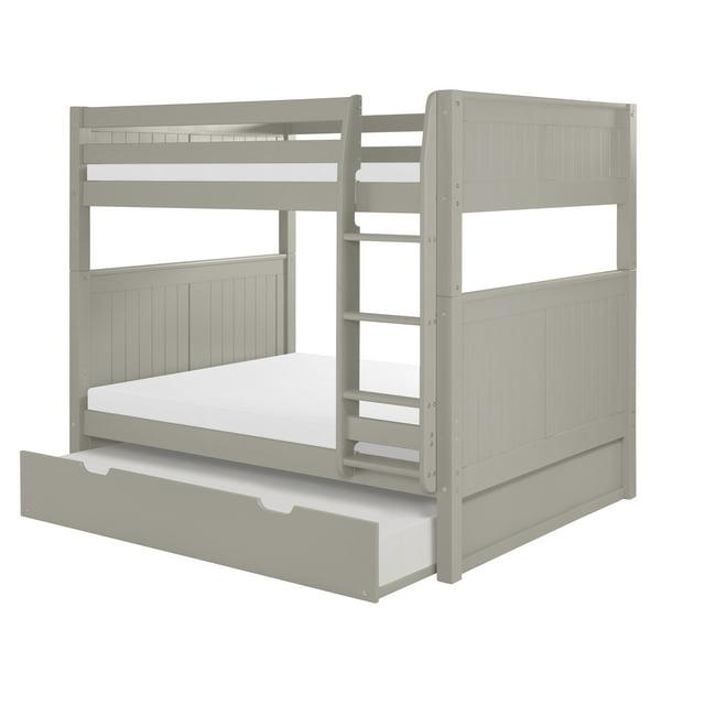 Camaflexi Full over Full Bunk Bed with Twin Trundle - Panel Headboard - Grey Finish