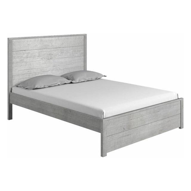 Camaflexi Hampton Solid Wood King Size Bed Frame with Headboard, King Bed with Wood Slat Supports, Coastal White Finish
