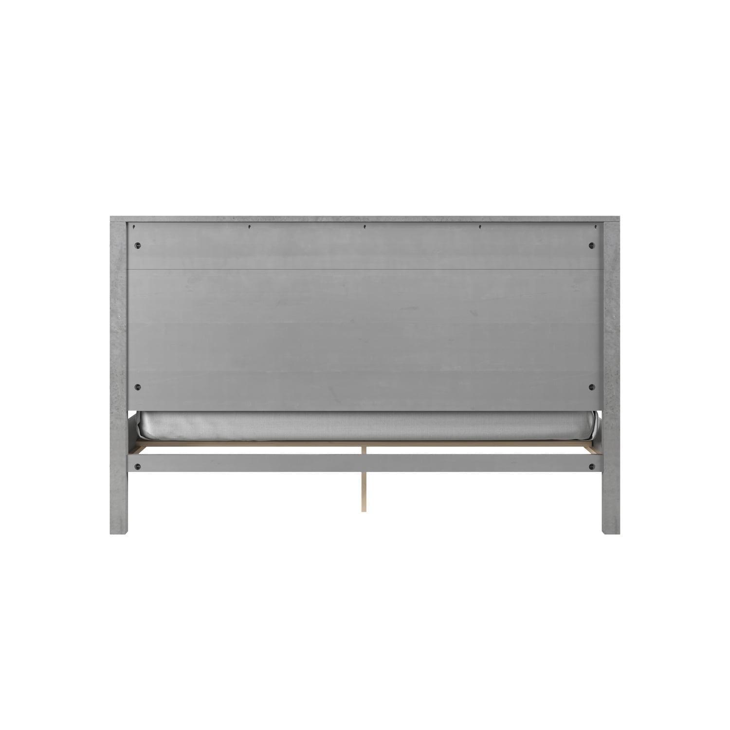 Camaflexi Hampton Solid Wood King Size Bed Frame with Headboard, King Bed with Wood Slat Supports, Driftwood Finish