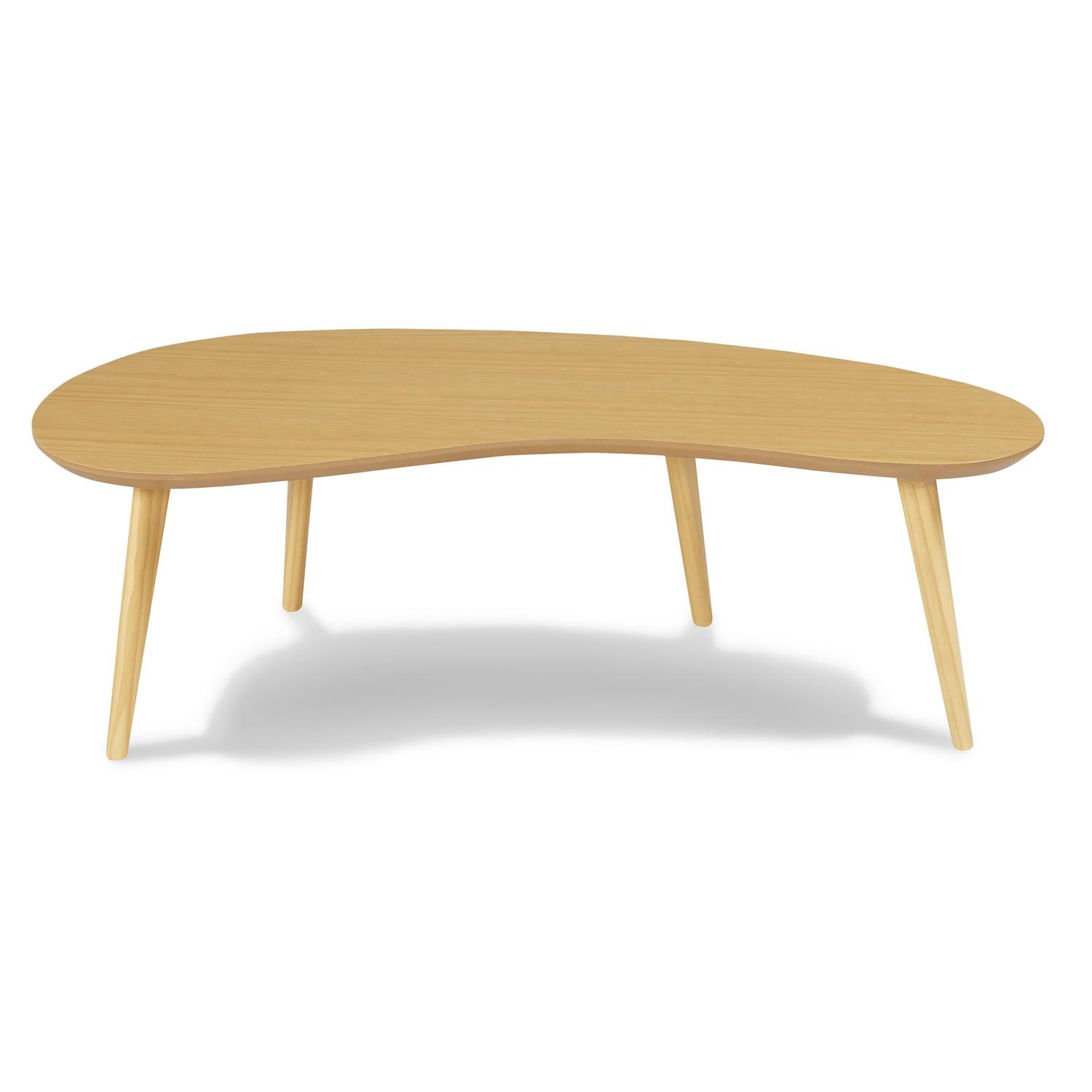 Mid-Century Modern Oak Wood Abstract Coffee Table